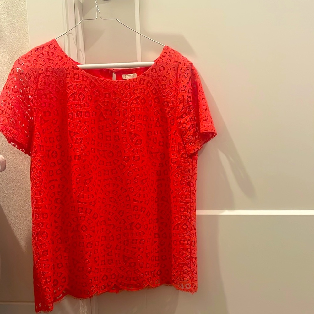 JCrew lace short sleeve top size 6